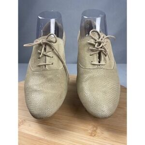 Dance Art Womens Tan Suede Lace Up Oxford Heels Ballroom Character Shoes